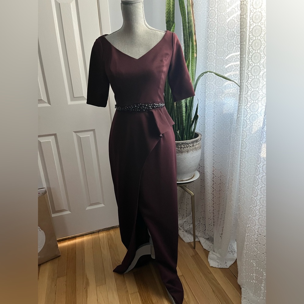 Adrianna Papell Deep Plum Long/Maxi Dress with Beaded Waist